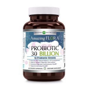 Amazing Flora  Probiotic | 30 Billion 13 Probiotic Strains | 60 Veggie Capsules