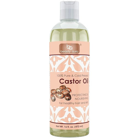 Image of Beauty Aura Castor Oil | 100 % Pure & Cold Pressed | 16 Fl. Oz (473 ml)