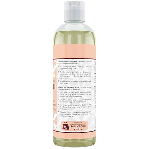Image of Beauty Aura Castor Oil | 100 % Pure & Cold Pressed | 16 Fl. Oz (473 ml)
