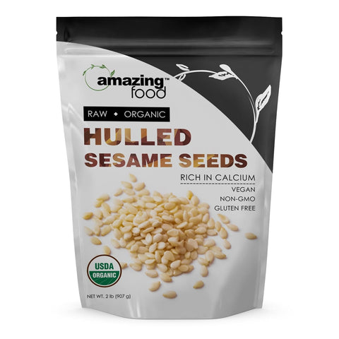 Image of Amazing Food Hulled Sesame Seeds | 2 Lb | 16 Grams per Serving | 56 Servings | USDA Organic