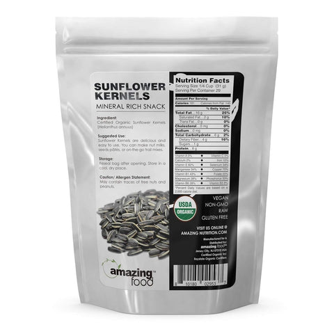 Image of Amazing Food Sunflower Kernels Seeds | 2 Lb | 31 Grams per Serving | 29 Servings | USDA Organic