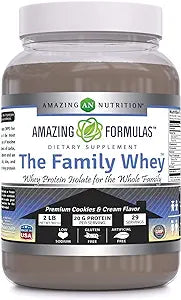 Amazing Formulas The Family Whey Protein (Isolate) | Powder| 2 Lbs | Cookies & Cream Flavor