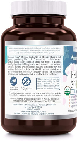 Image of Amazing Flora Probiotic 30 Billion | 10 Strains | 60 Tablets