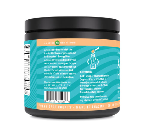 Image of Amazing Nutrition Advanced Hydration Powder | Natural Pina Colada Flavor | 30 Servings | 207 Grams