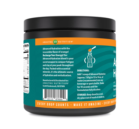 Image of Amazing Nutrition Advanced Hydration Powder | Natural Orange Flavor | 30 Servings | 212 Grams