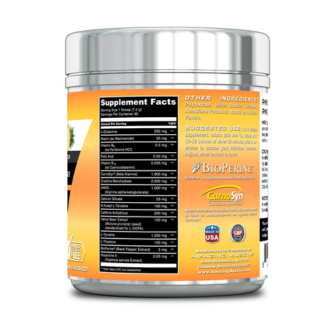 Image of Amazing Muscle Max Boost Pre-Workout Formula | Pina Colada Flavor | 60 Servings | 7.2 Grams per Serving