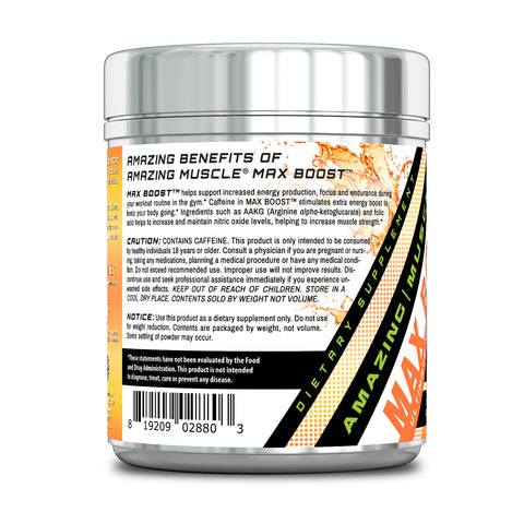 Image of Amazing Muscle Max Boost Pre-Workout Formula | Pina Colada Flavor | 60 Servings | 7.2 Grams per Serving