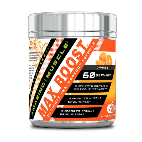Image of Amazing Muscle Max Boost Pre-Workout Formula | Orange | 60 Servings | 7.2 Grams per Serving