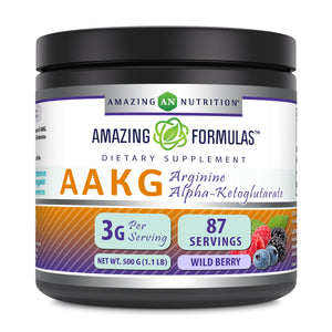 Amazing Formula Arginine Alpha-Ketoglutarate (AAKG) |  3000 Mg Per Serving |  1.1 LB | Wild Berry Flavor