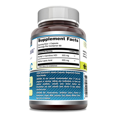 Image of Amazing Formulas ALA/ALC (Alpha Lipoic Acid/Acetyl-L-Carnitine) | 750 Mg | 60 Capsules