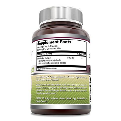Image of Amazing Formulas Artichoke Extract | 500 Mg | 180 Capsules