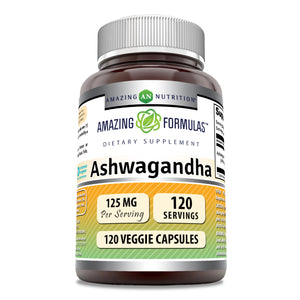 Amazing Formulas Ashwagandha Extract | 125 mg | 120 Veggie Capsules