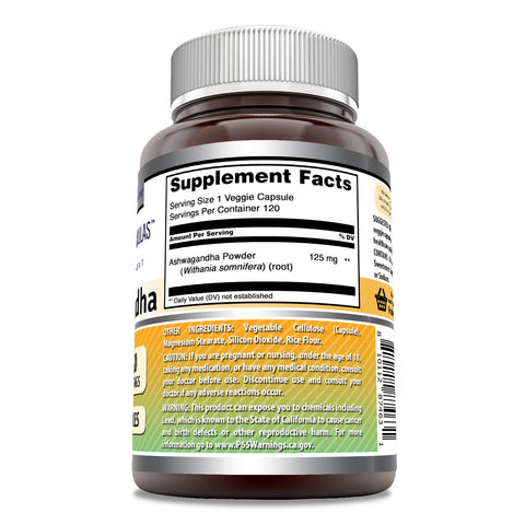 Image of Amazing Formulas Ashwagandha Extract | 125 mg | 120 Veggie Capsules