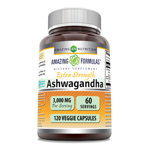 Amazing Formulas Ashwagandha | 3000 Mg Per Serving | Extra Strength | 120 Veggie Capsules