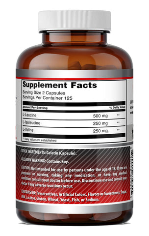 Image of Amazing Formulas BCAA (Branched Chain Amino Acids) 2:1:1 1000 Mg Per Serving | 250 Capsules