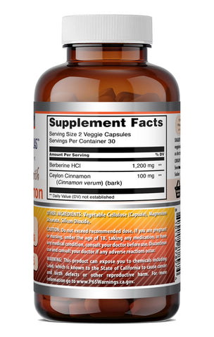 Image of Amazing Formulas Berberine with Ceylon Cinnamon 1200 Mg per Serving | 60 Veggie Capsules