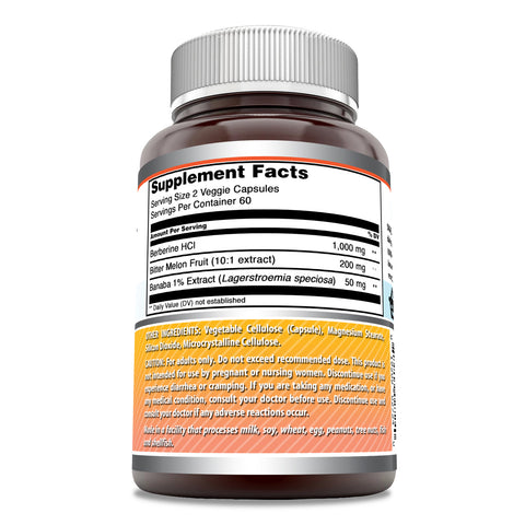 Image of Amazing Formulas Berberine Complex | 1250 Mg Per Serving | 120 Veggie Capsules