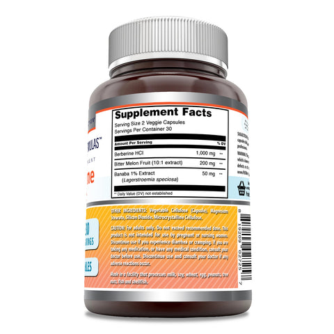 Image of Amazing Formulas Berberine Complex | 1250 Mg Per Serving | 60 Veggie Capsules