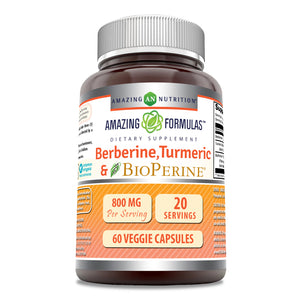 Amazing Formulas Berberine Turmeric & Bioperine |  800 Mg Per Serving| 60 Veggie Capsules