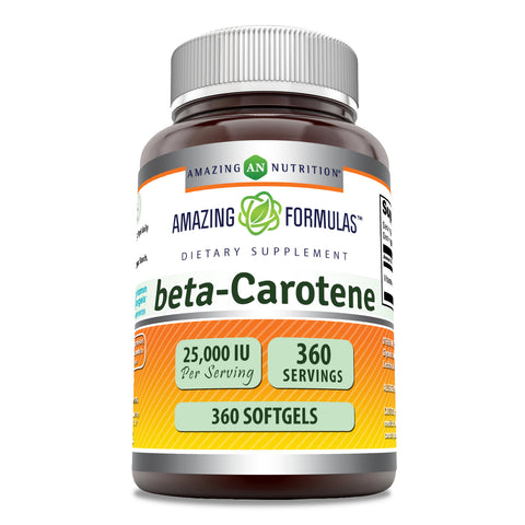 Image of Amazing Formulas Beta-Carotene | 25,000 IU | 360 Softgels