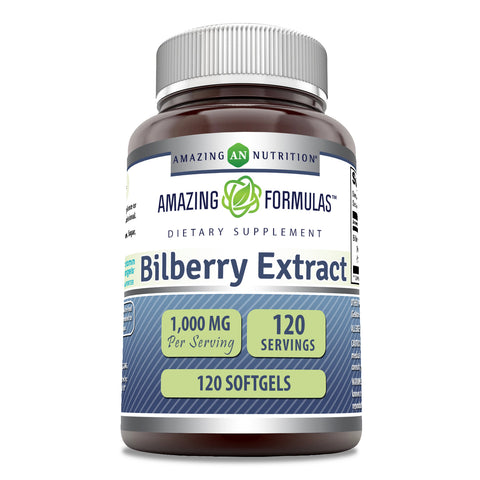 Image of Amazing Formula Bilberry Extract | 1000 Mg |120 Softgels