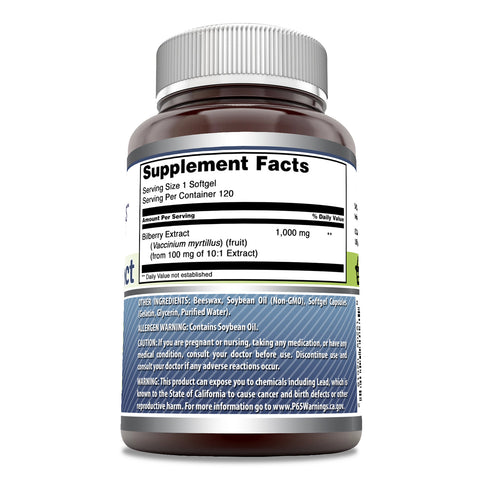 Image of Amazing Formula Bilberry Extract | 1000 Mg |120 Softgels