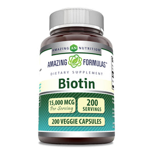 Amazing Formulas Biotin | 15000 Mcg | 200 Veggie Capsules