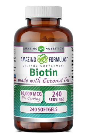 Image of Amazing Formulas Biotin with Organic Coconut Oil 10,000 Mcg | 240 Softgels