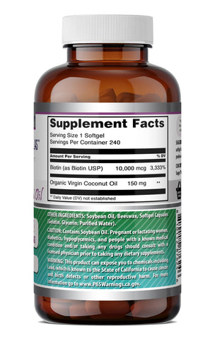 Image of Amazing Formulas Biotin with Organic Coconut Oil 10,000 Mcg | 240 Softgels