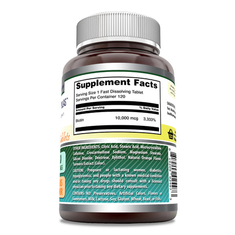 Image of Amazing Formulas Biotin Fast Dissolving | 10000 Mcg | 120 Tablets | Citrus Flavor