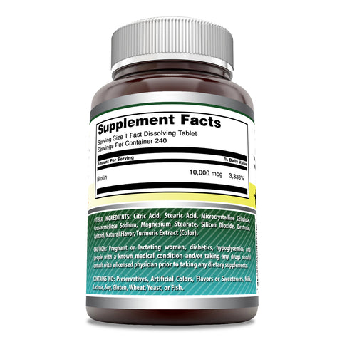 Image of Amazing Formulas Biotin Fast Dissolving | 10000 Mcg | 240 Tablets | Citrus Flavor