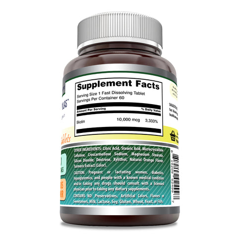 Image of Amazing Formulas Biotin Fast Dissolving | 10000 Mcg | 60 Tablets | Citrus Flavor