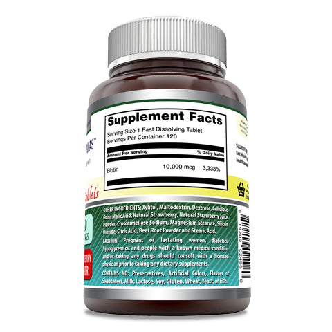 Image of Amazing Formulas Biotin Fast Dissolving | 10000 Mcg | 120 Tablets | Strawberry Flavor
