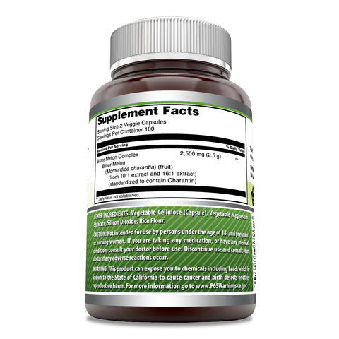 Image of Amazing Formulas Bitter Melon Complex | 2500 Mg Per Serving | 200 Veggie Capsules