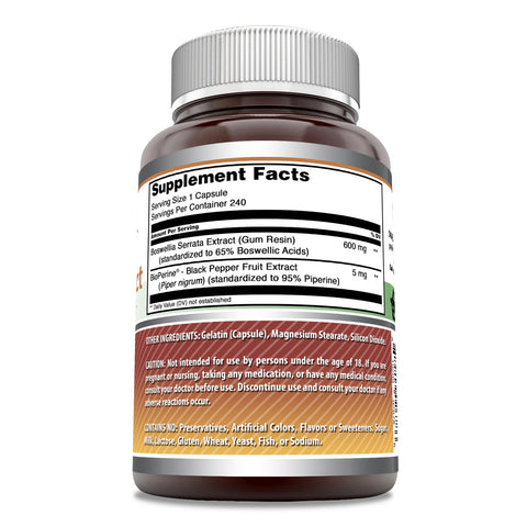 Image of Amazing Formulas Boswellia Extract with BioPerine | 600 Mg | 240 Capsules