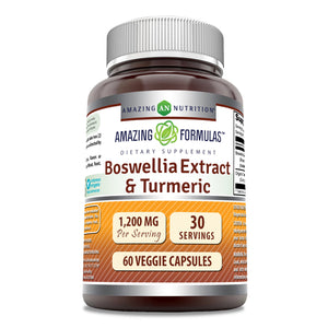 Amazing Formulas Boswellia Extract & Turmeric | 1200 Mg Per Serving | 60 Veggie Capsules