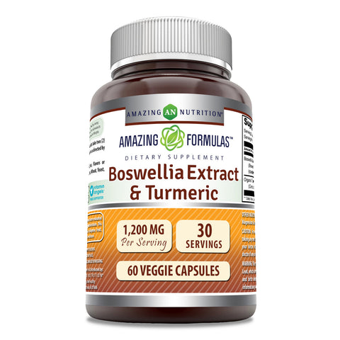 Image of Amazing Formulas Boswellia Extract & Turmeric | 1200 Mg Per Serving | 60 Veggie Capsules