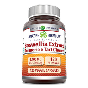 Amazing Formulas Boswellia Extract, Turmeric & Tart Cherry | 2400 Mg | 120 Veggie Capsules