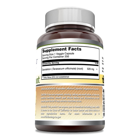 Image of Amazing Formulas Dandelion Root | 520 Mg | 250 Veggie Capsules