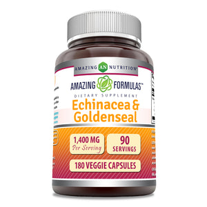 Amazing Formulas Echinacea & Goldenseal | 1400 Mg Per Serving | 180 Veggie Capsules