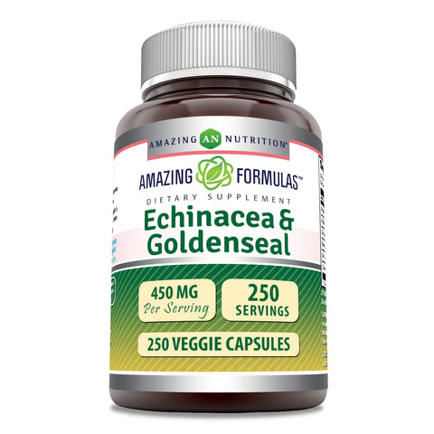 Image of Amazing Formulas Echinacea & Goldenseal Root | 450 Mg | 250 Veggie Capsules