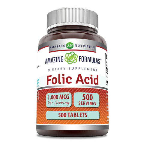 Image of Amazing Formulas Folic Acid | 1000 Mcg | 500 Tablets