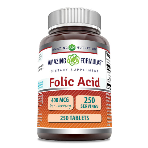 Image of Amazing Formulas Folic Acid | 400 Mcg | 250 Tablets