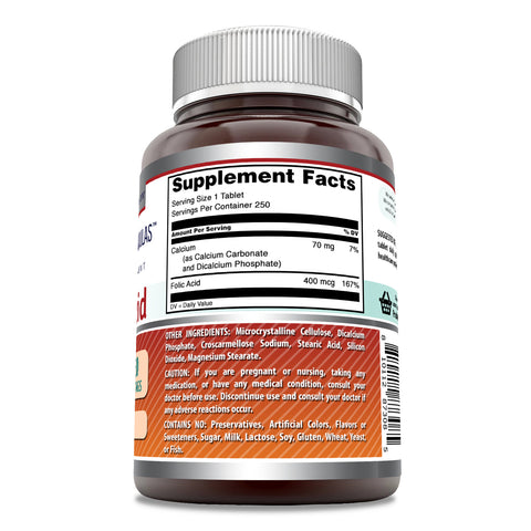 Image of Amazing Formulas Folic Acid | 400 Mcg | 250 Tablets