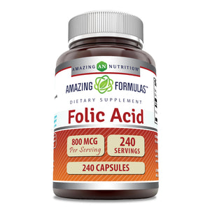 Amazing Formulas Folic Acid | 800 Mcg | 240 Capsules