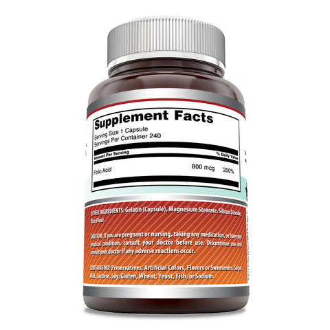 Image of Amazing Formulas Folic Acid | 800 Mcg | 240 Capsules