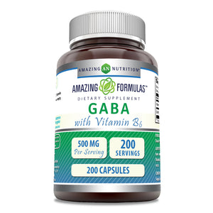 Amazing Formulas GABA with Vitamin B6 | 500 mg | 200 Capsules