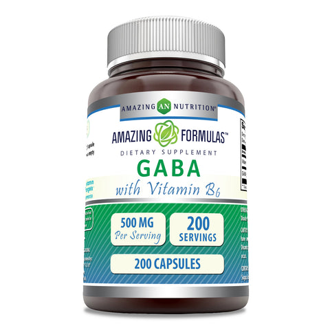 Image of Amazing Formulas GABA with Vitamin B6 | 500 mg | 200 Capsules
