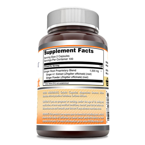 Image of Amazing Formulas Ginger Root | 1500 mg Per Serving | 200 Capsules