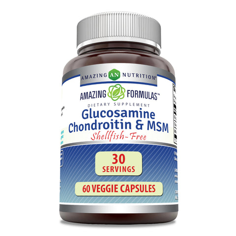 Image of Amazing Formulas Glucosamine Chondroitin & MSM | 60 Veggie Capsule | Shellfish Free